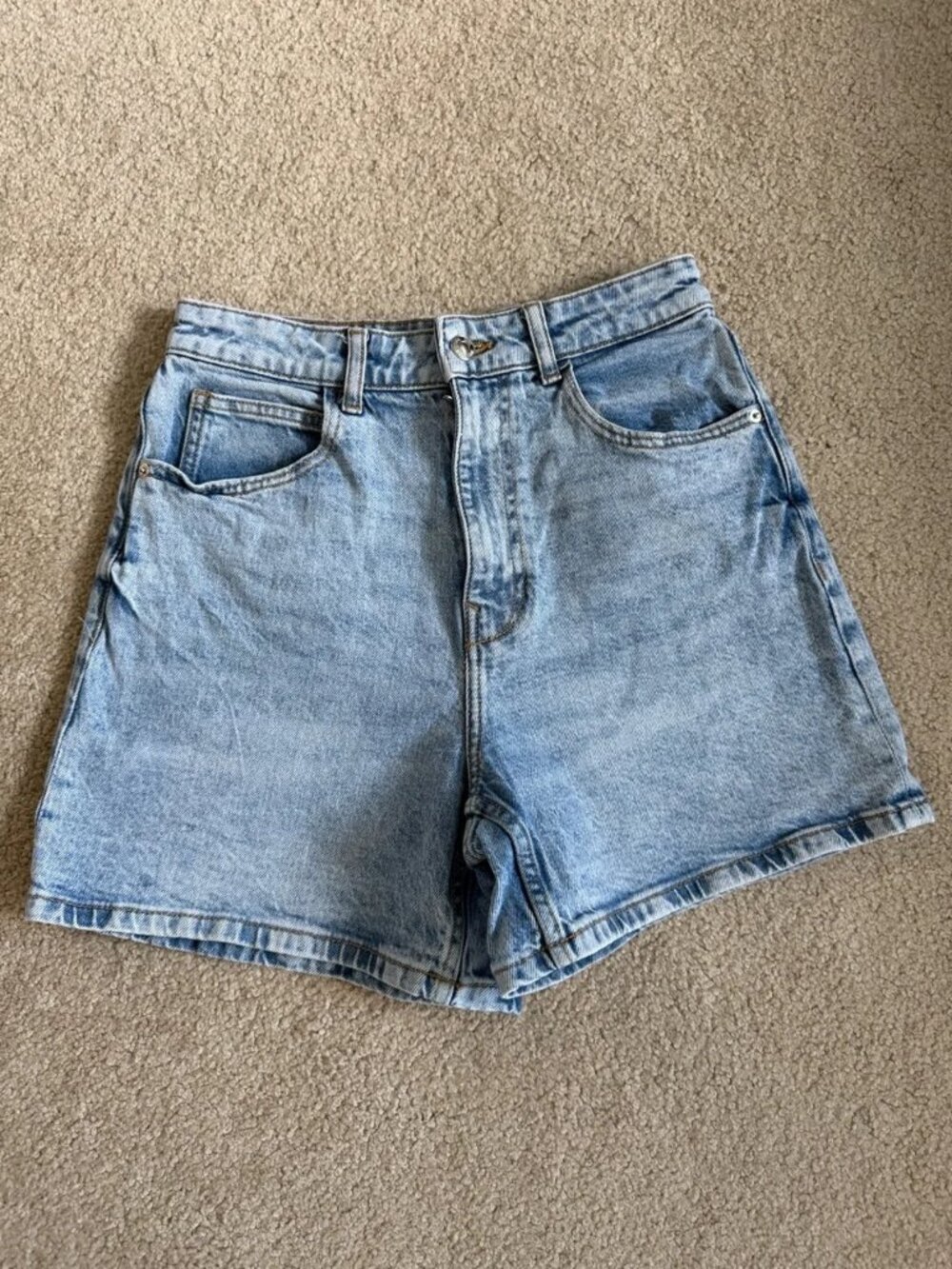 Zara Light Blue High-Waist Denim Shorts